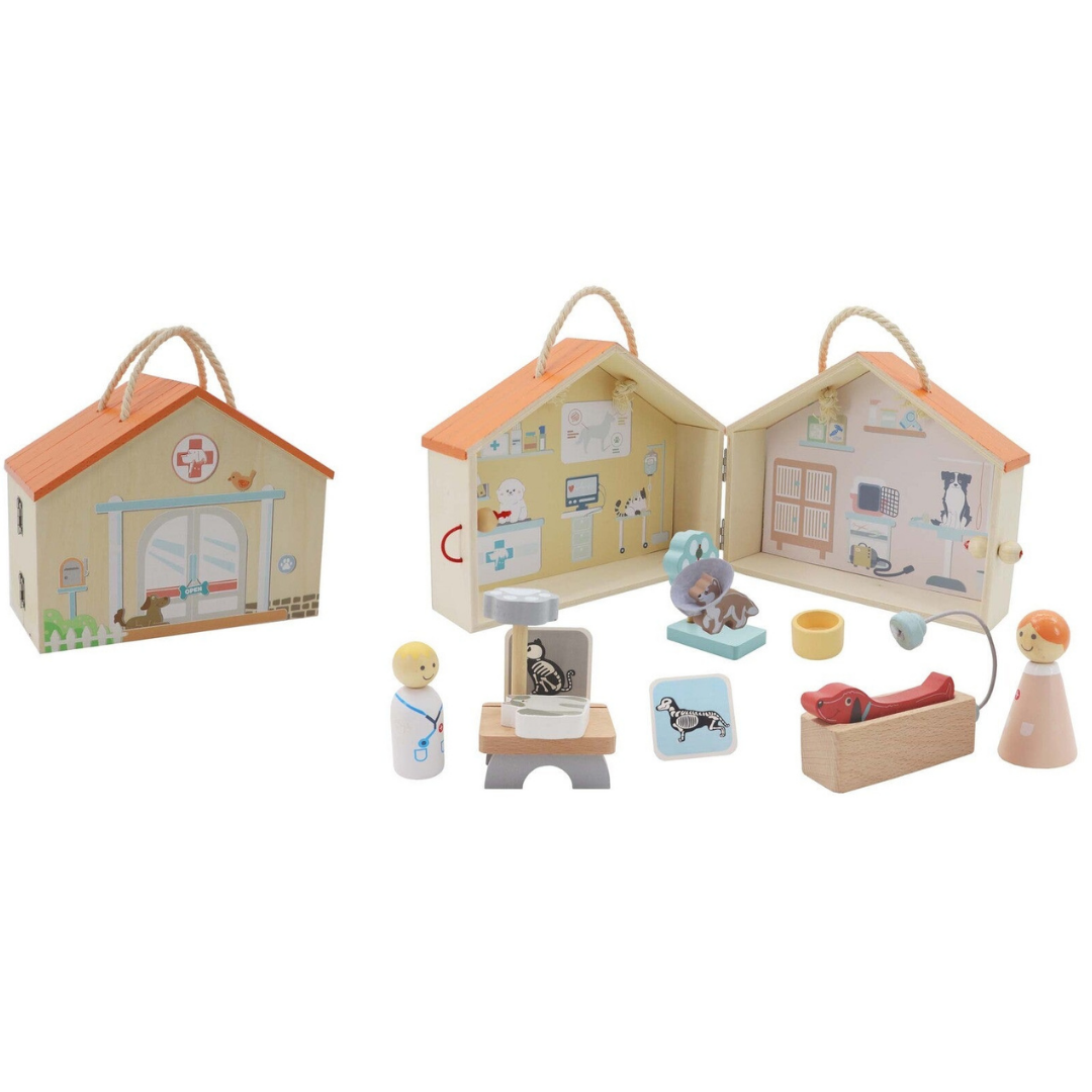 Wooden Portable Veterinary Pet Hospital Playset