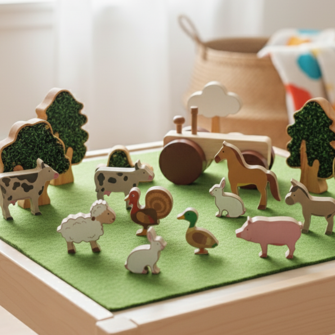 Deluxe Wooden Farm & Tractor Small World Set