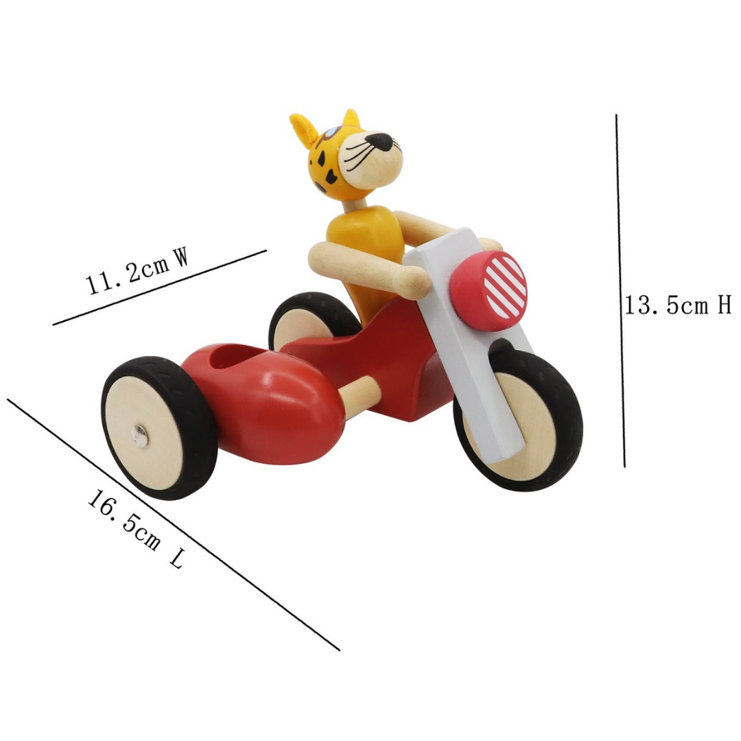 Retro Motor Tricycle With Cute Leopard Driver