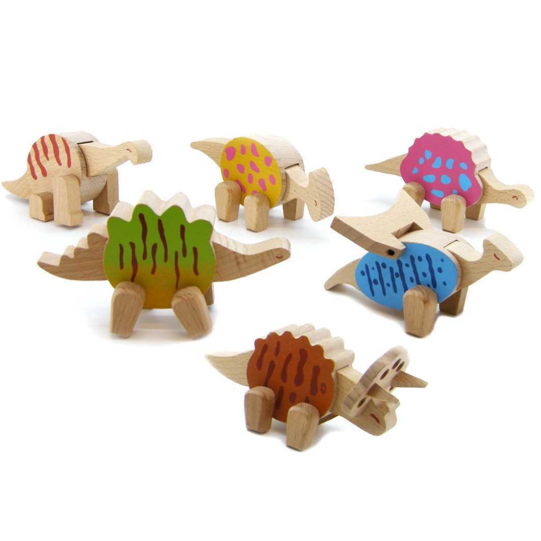 6 Assorted Wooden Dinosaur