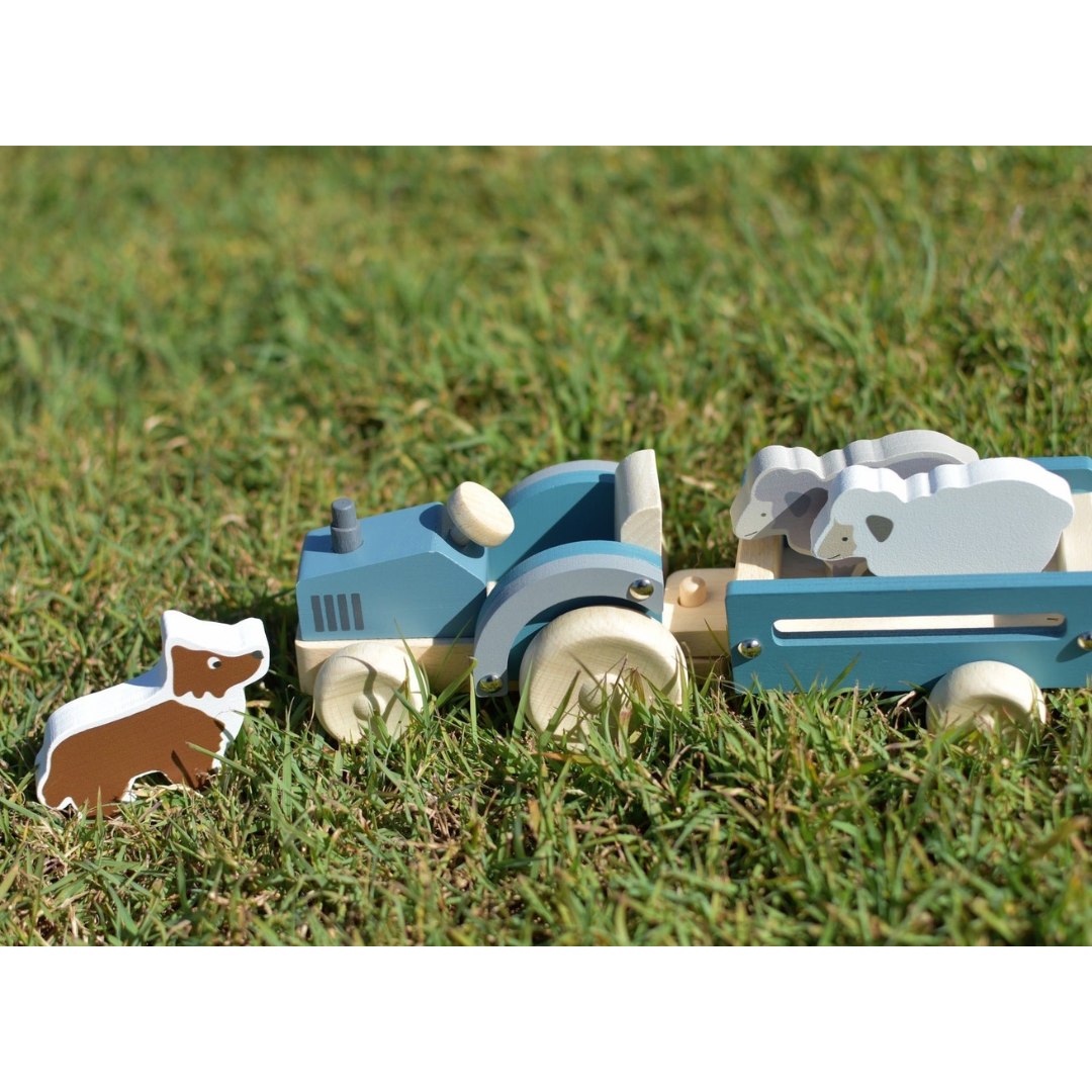 Wooden Tractor With Sheep Dog