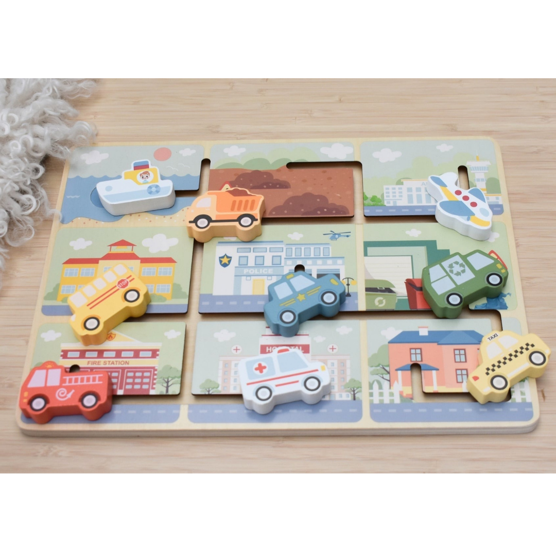 Traffic Maze Puzzle Board