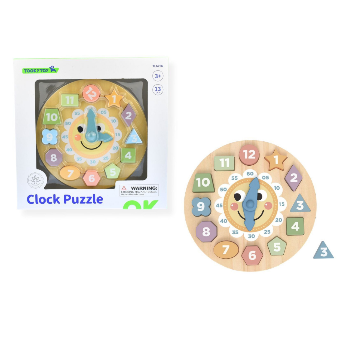 Wooden Clock Shape Sorter Puzzle