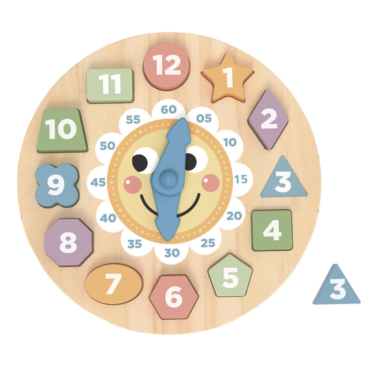 Wooden Clock Shape Sorter Puzzle