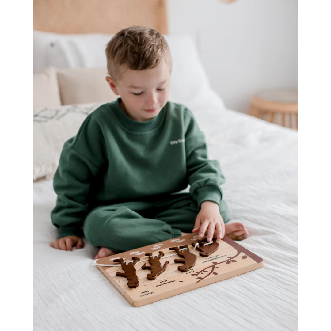 Human Evolution Puzzle & Lacing Set