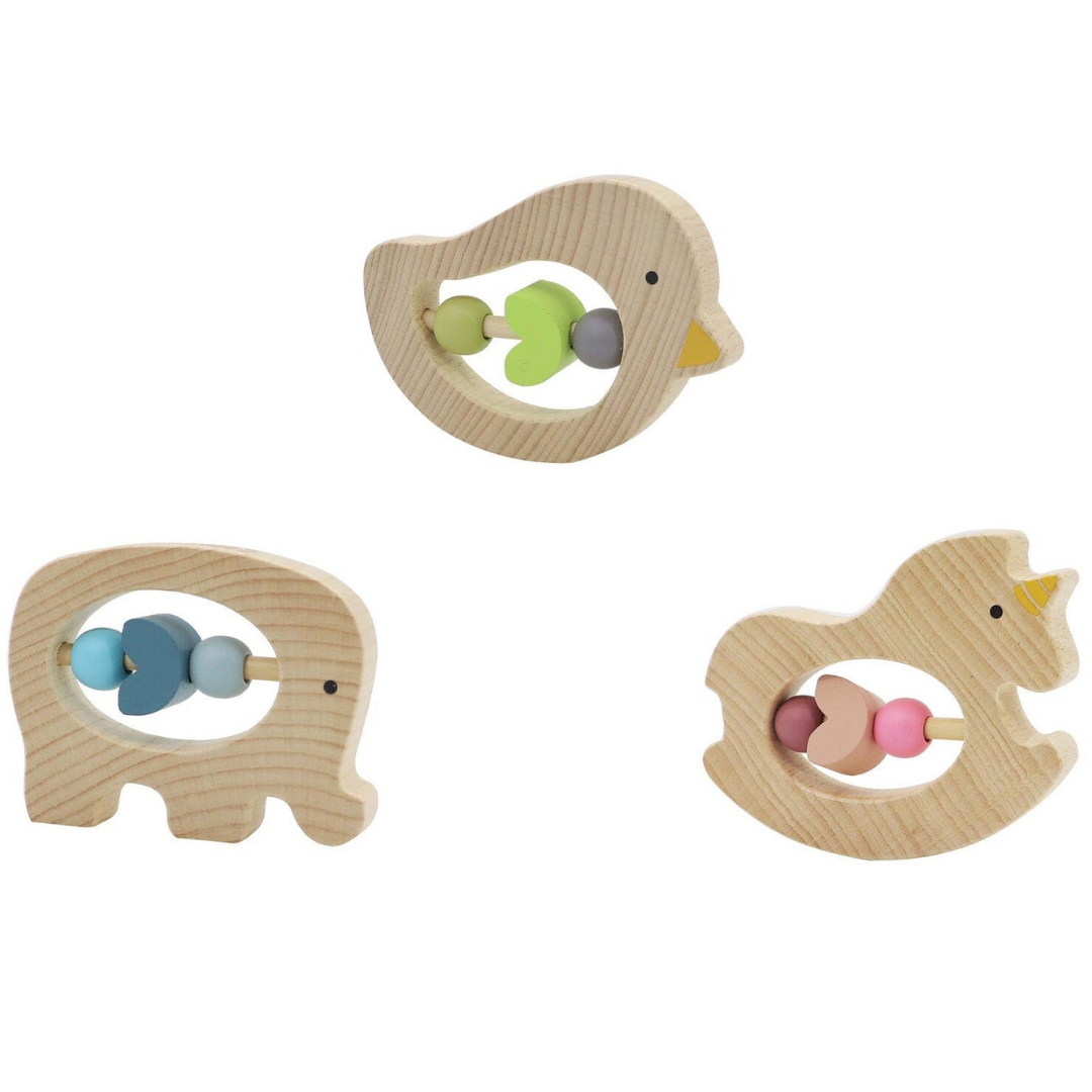 Animal Rattle Light Wooden Animal Rattle Set of 3 – Playful Eco