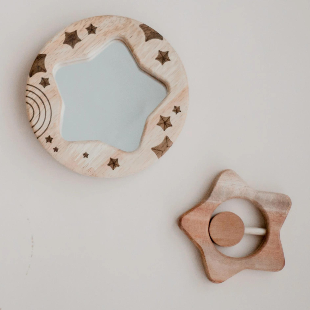 Star Rattle and Baby Mirror Set