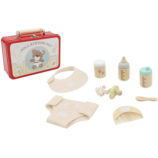 Doll Nursing Playset in Tin Case