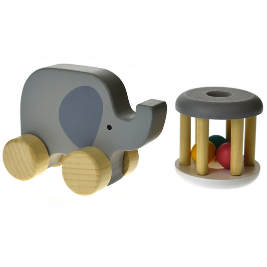 Wooden Rattle + Elephant