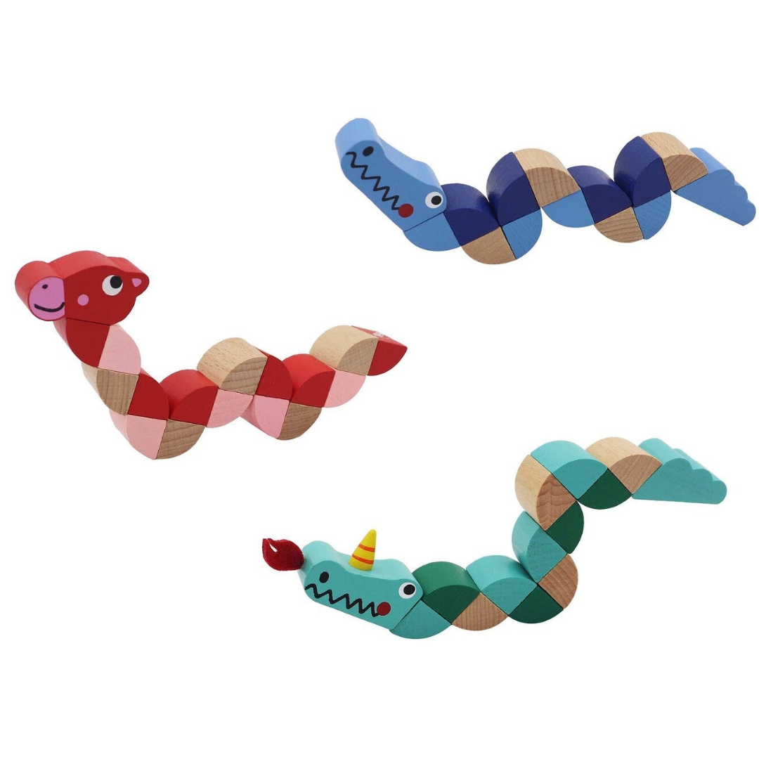 Wooden Jointed Crocodile Giraffe Fidget Toy Set of 3