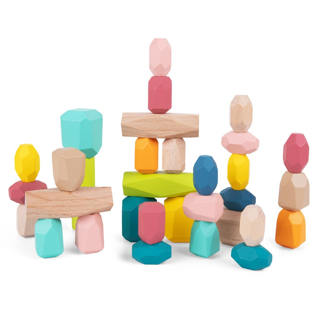 Wooden Stacking Stone Blocks Large 32pcs