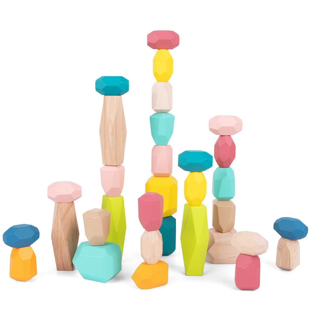 Wooden Stacking Stone Blocks Large 32pcs