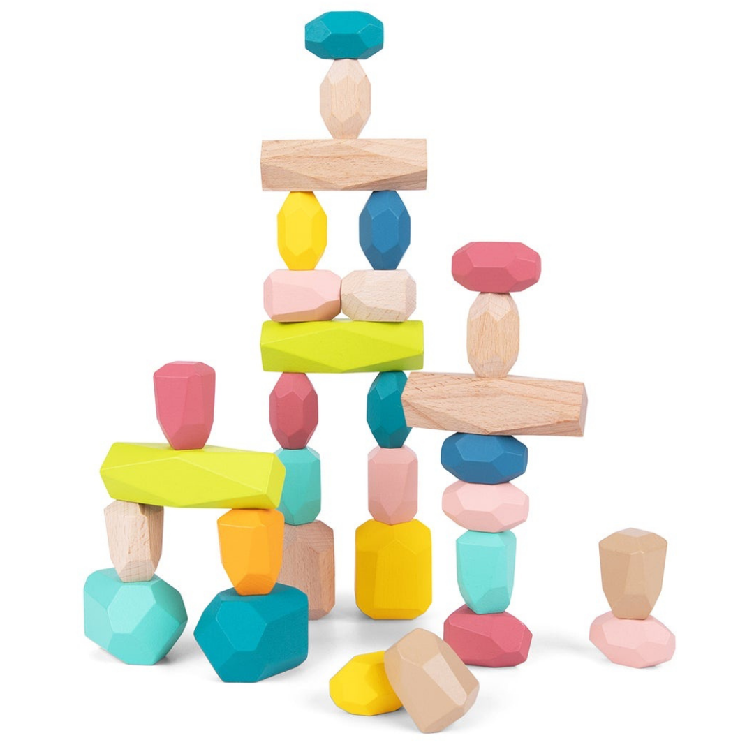 Wooden Stacking Stone Blocks Large 32pcs