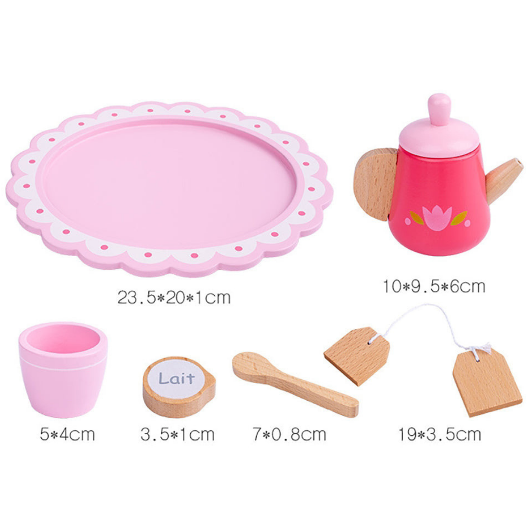 Kids Wooden Pink Tea Set