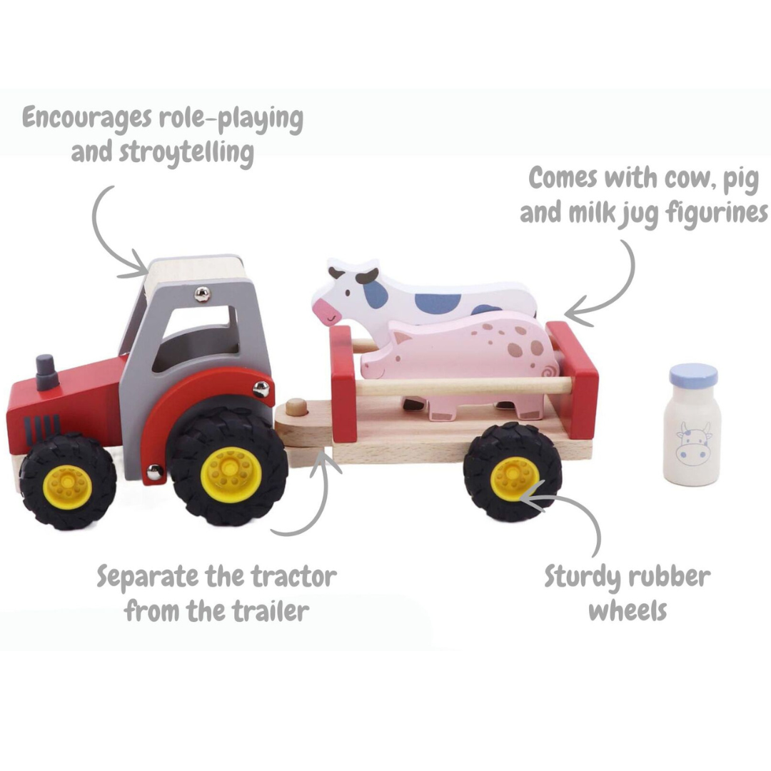 Red Wooden Farm Tractor