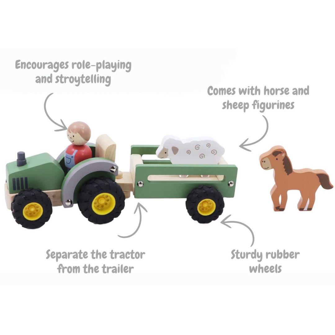 Green Farm Wooden Tractor