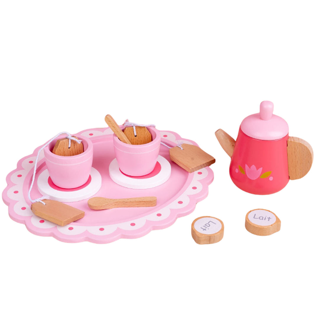 Kids Wooden Pink Tea Set