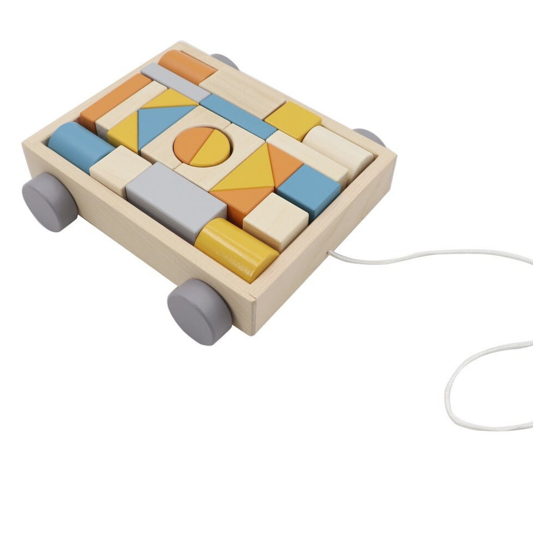 Wooden Blocks And Pull Along Cart