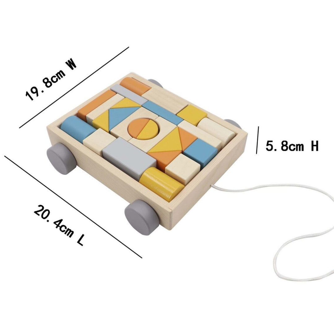 Wooden Blocks And Pull Along Cart