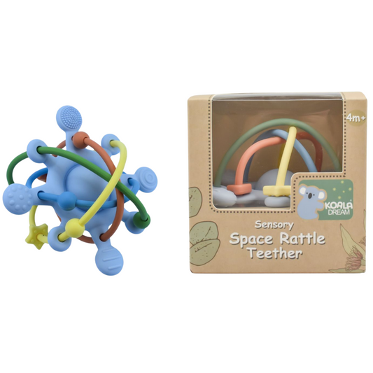 Blue Space Rattle Teether - Silicone