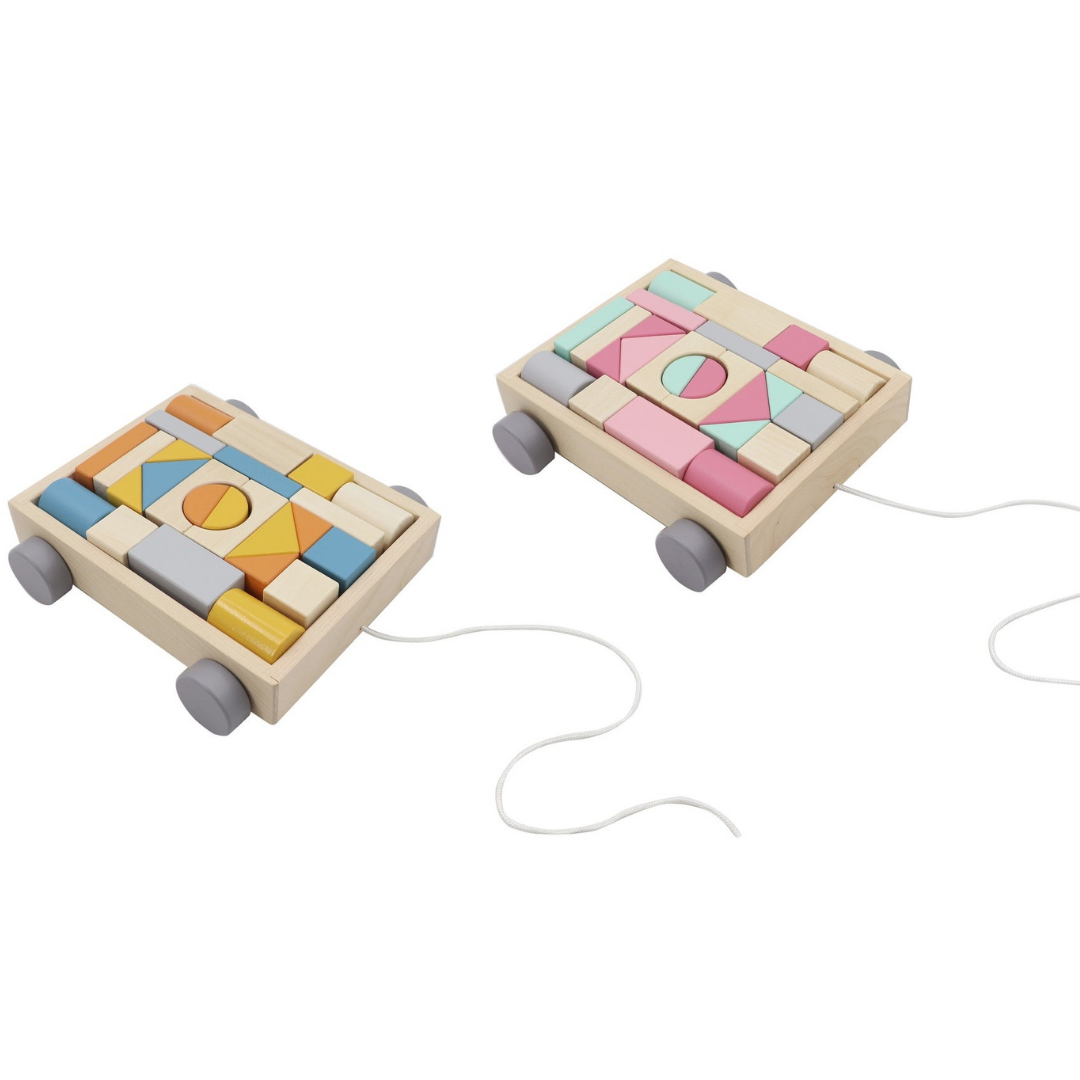 Wooden Blocks And Pull Along Cart