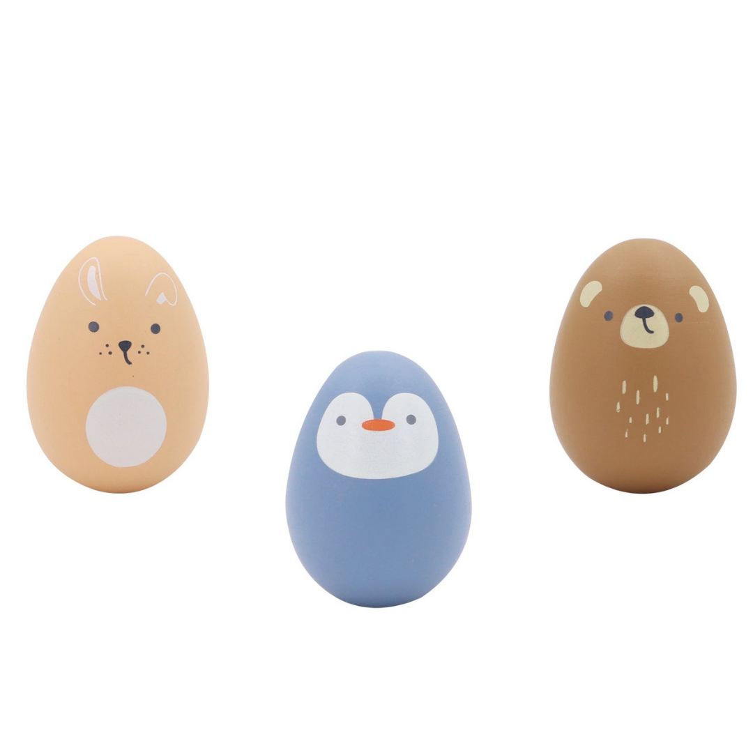 Wooden Animal Egg Shaker Pack of 3