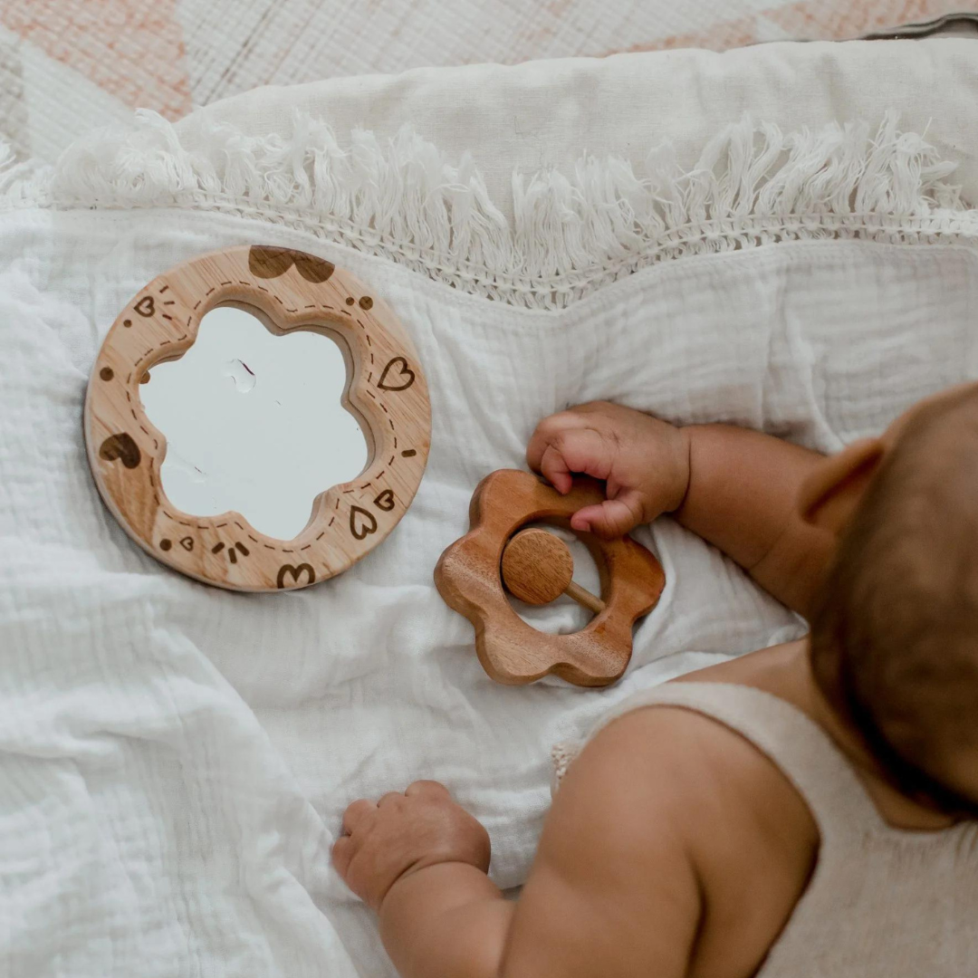 Valentine Rattle & Baby Mirror Set