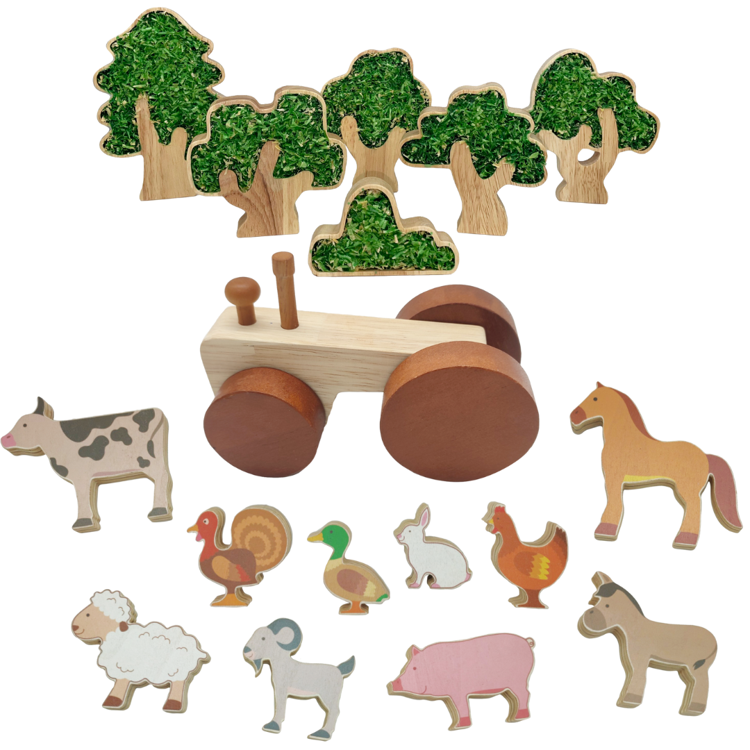 Deluxe Wooden Farm & Tractor Small World Set
