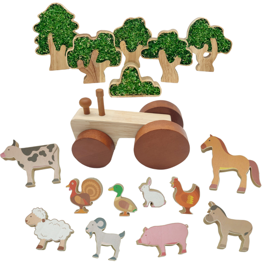 Deluxe Wooden Farm & Tractor Small World Set