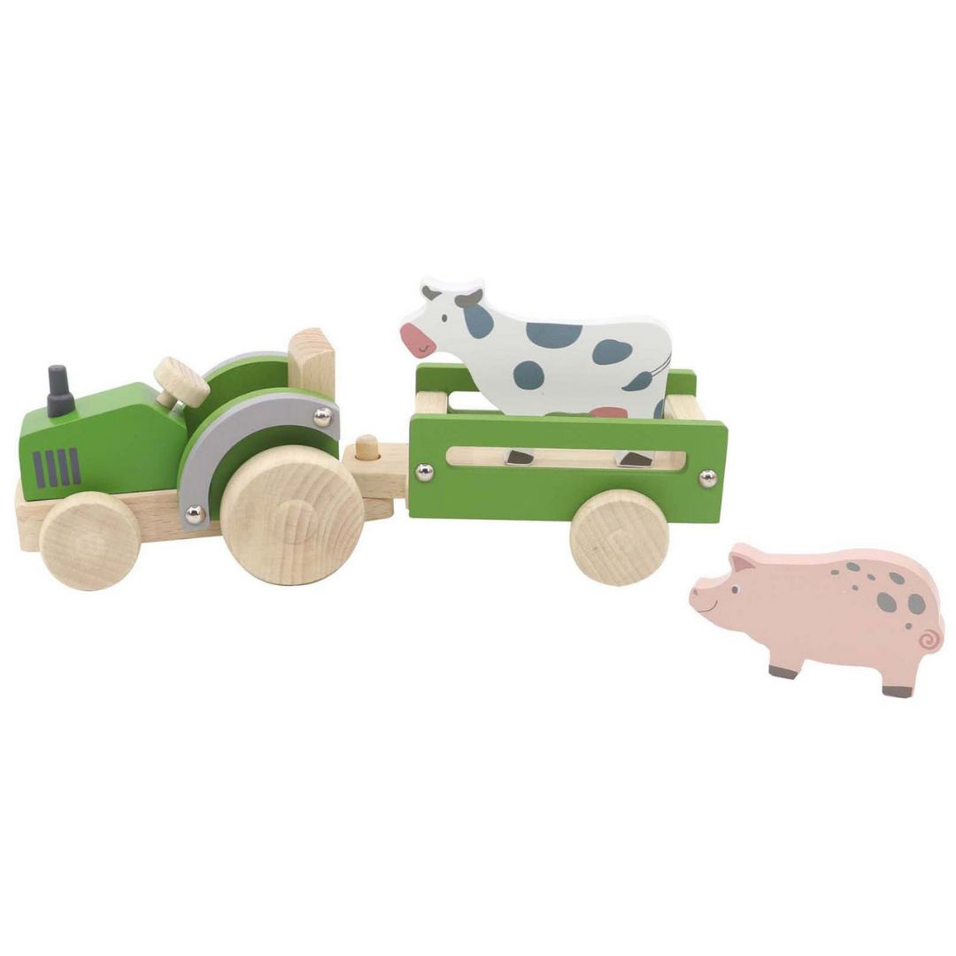 Wooden Tractor With Farm Animal