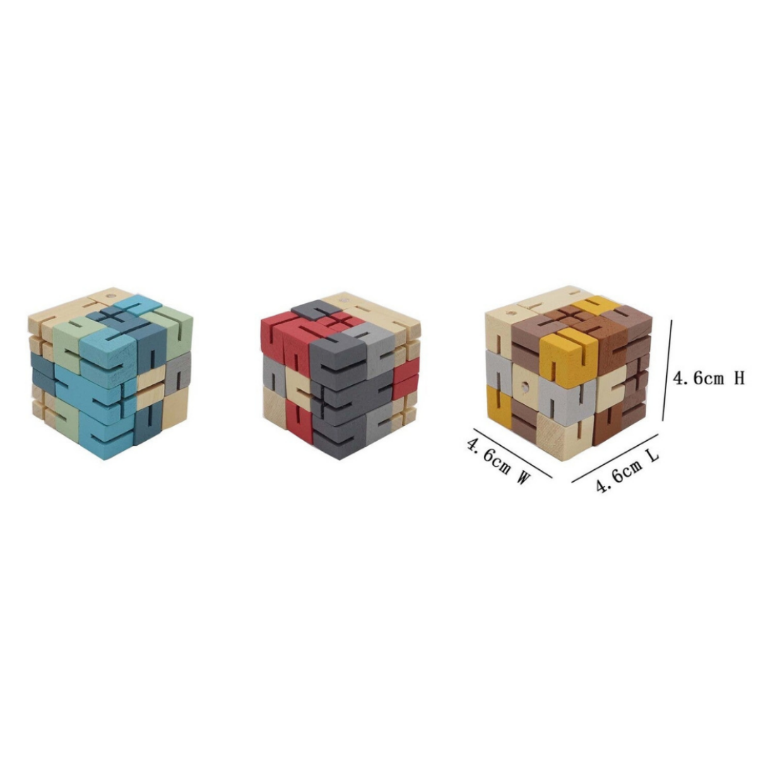 Wooden Twist & Lock Robot Cube Set of 3