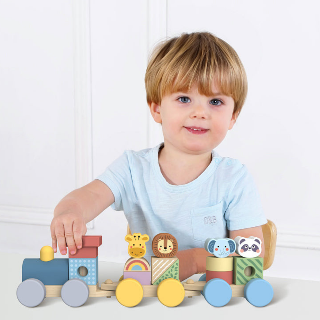 Wooden Stacking Animals Train