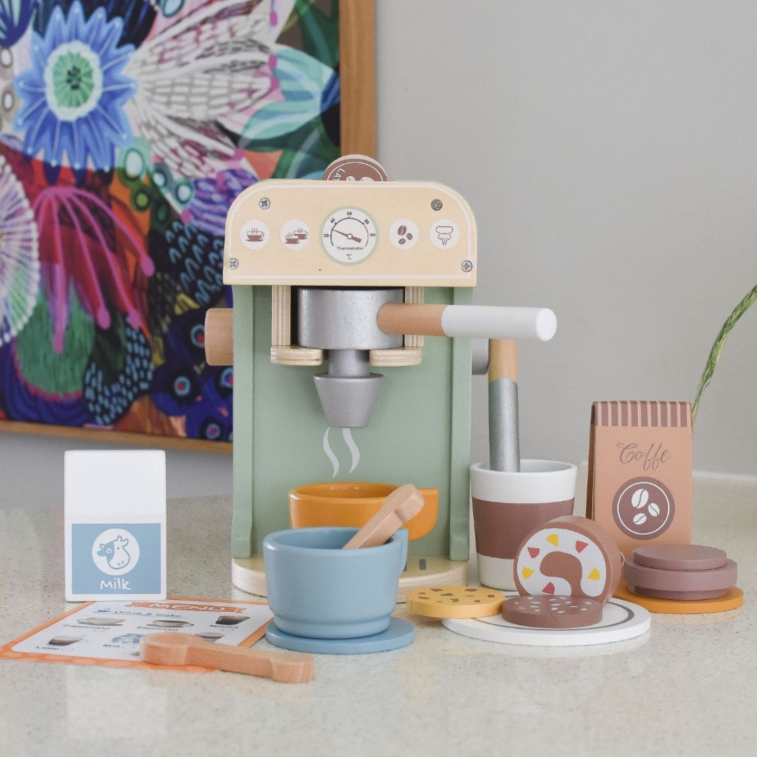 Wooden Barista Coffee Machine Set