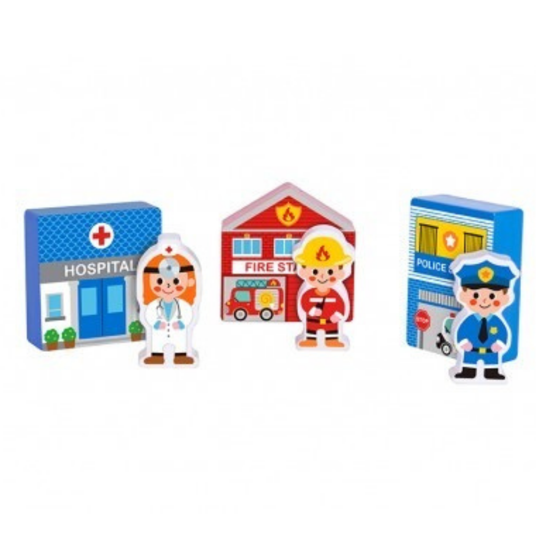 Town Play Set in Wooden Case