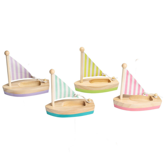 Wooden Small Sailboat Set of 4