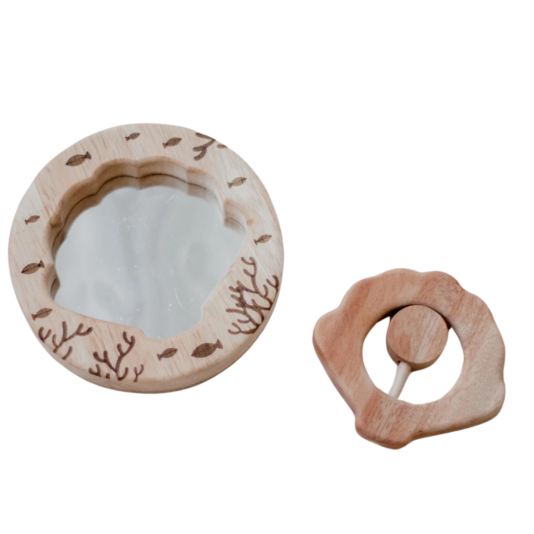 Shell Rattle & Mirror Set