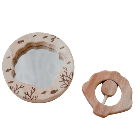 Shell Rattle & Mirror Set