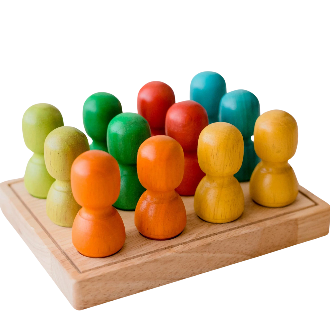 Large Rainbow people on wooden tray