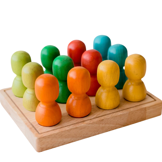 Large Rainbow people on wooden tray