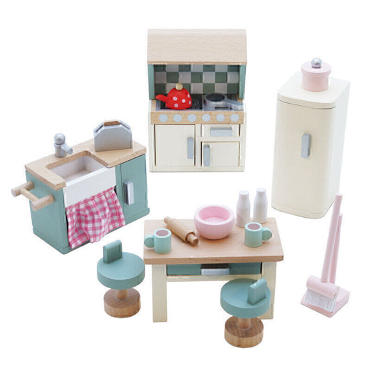 Wooden Dolls House Kitchen - 20 piece