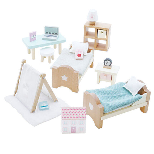 Wooden Doll House Children's Bedroom - 24 piece
