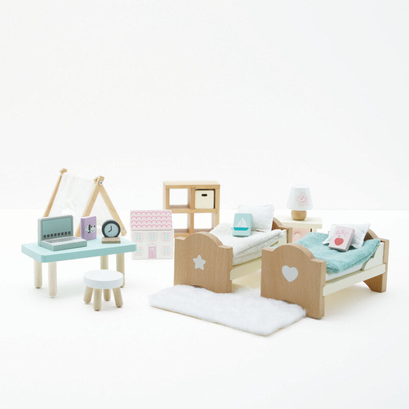 Wooden Doll House Children's Bedroom - 24 piece
