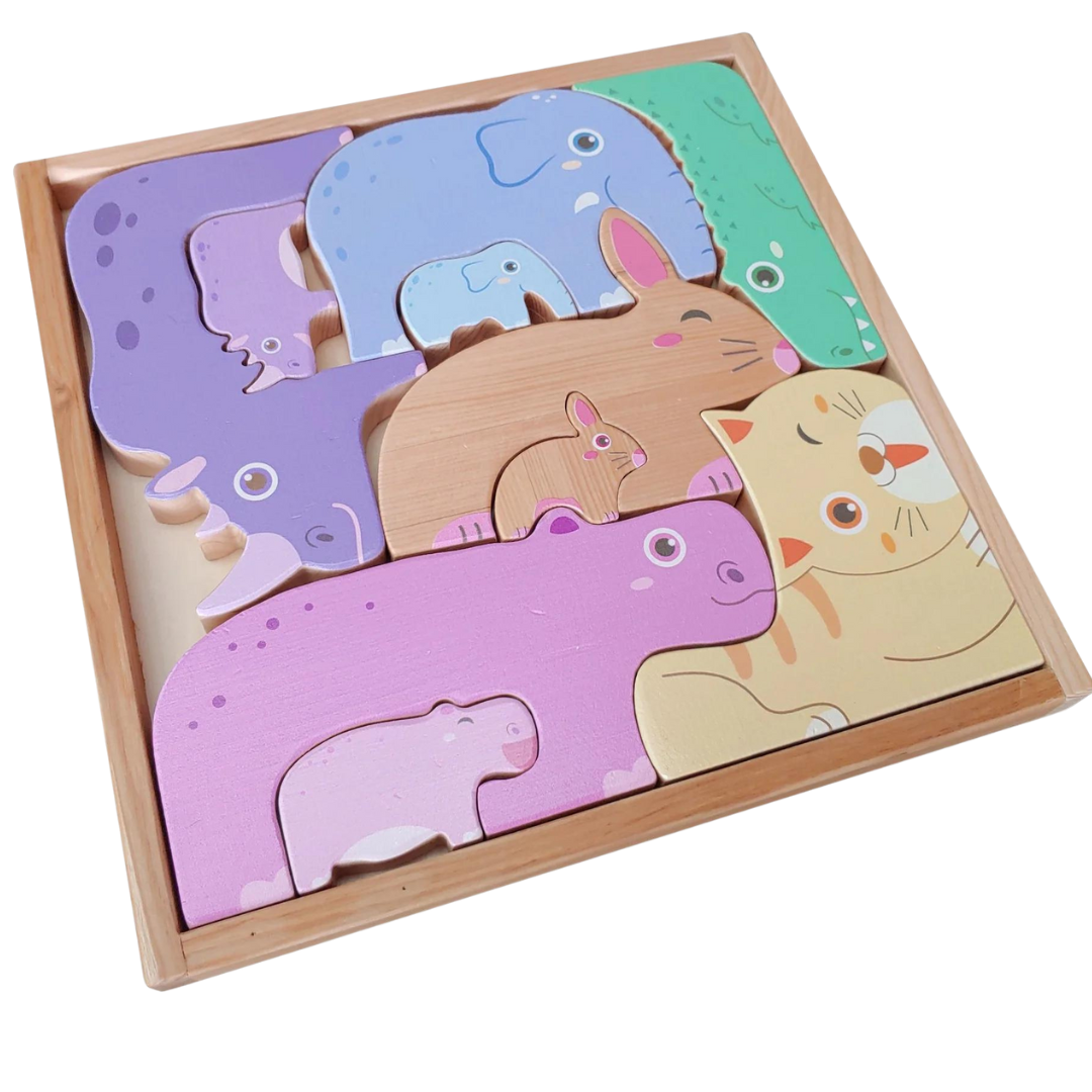 Natural animals puzzle and play set