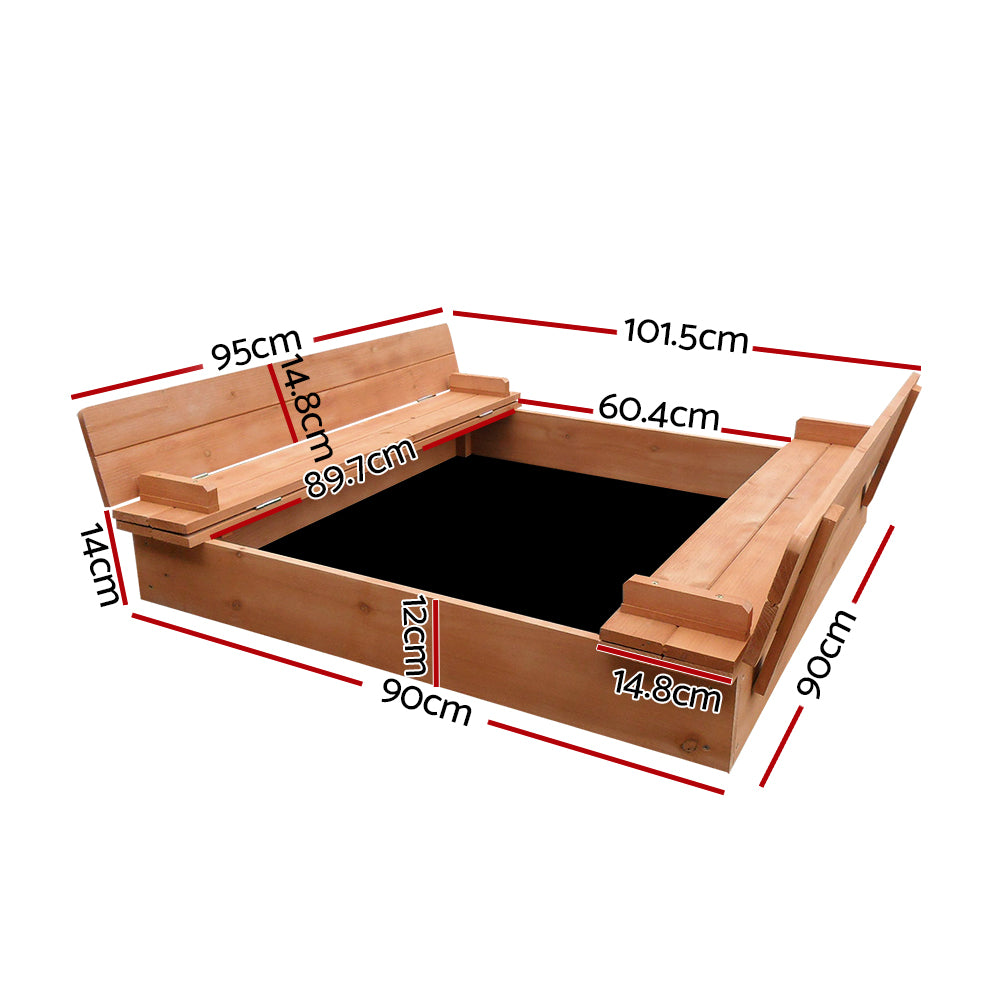 Wooden Sandbox SandPit with Foldable Seats