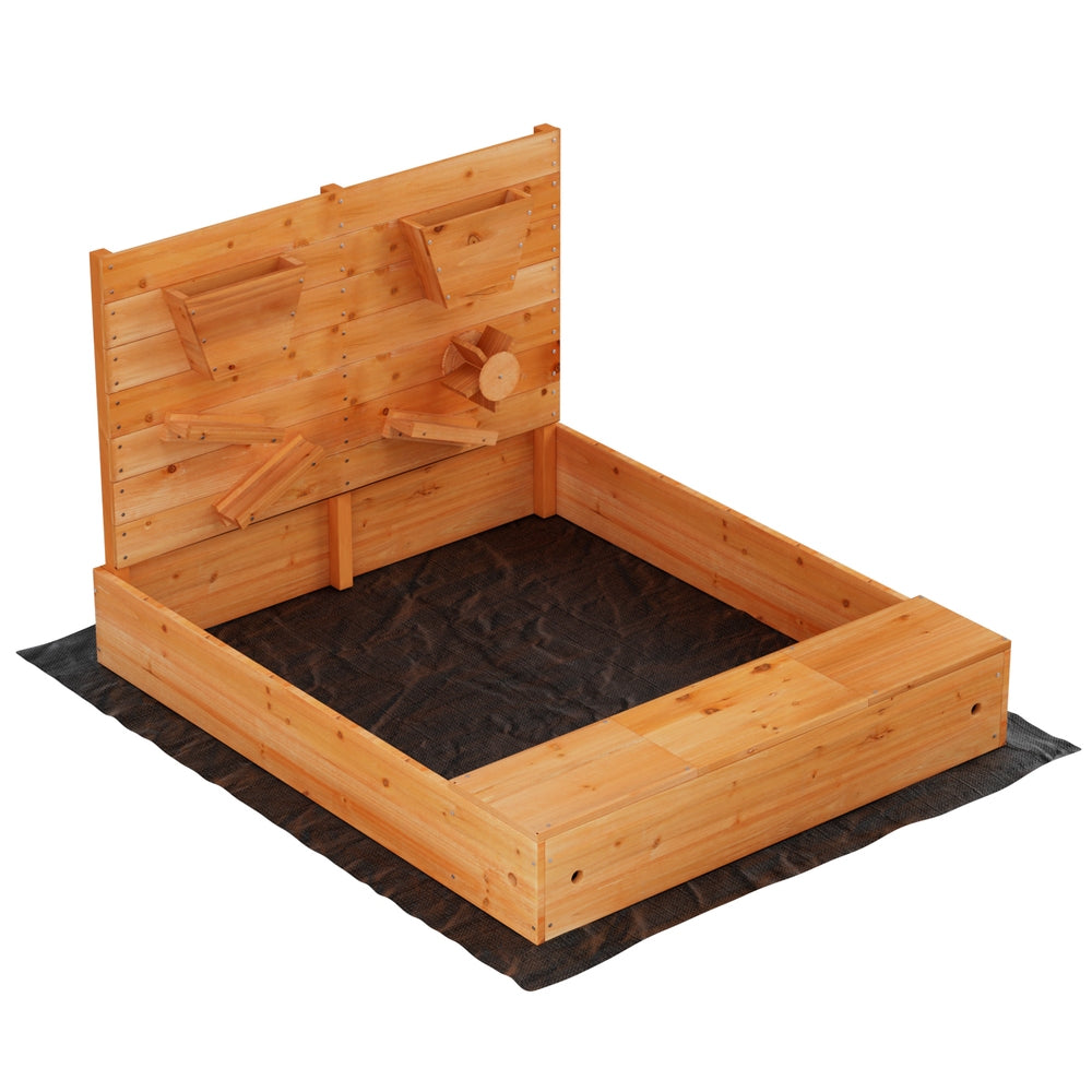 Wooden Sandbox SandPit with Cover Funnel