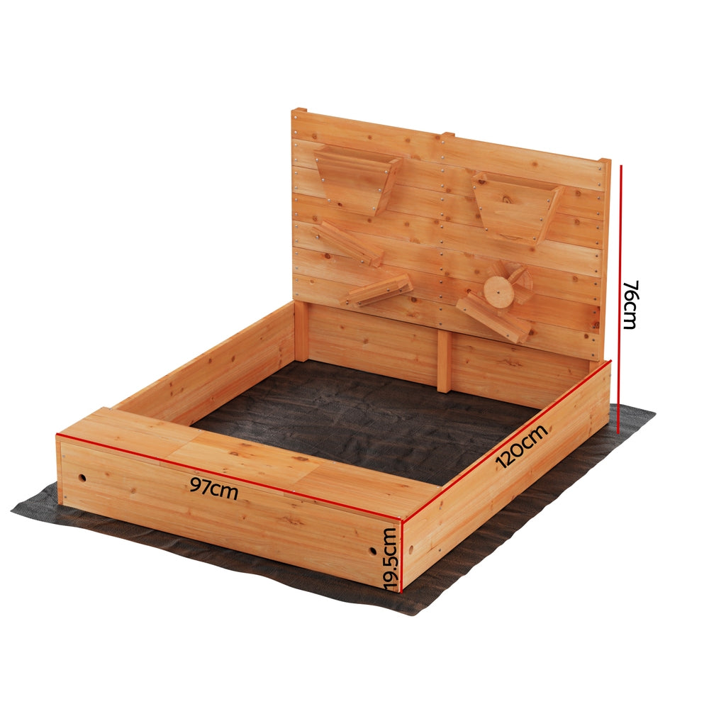 Wooden Sandbox SandPit with Cover Funnel