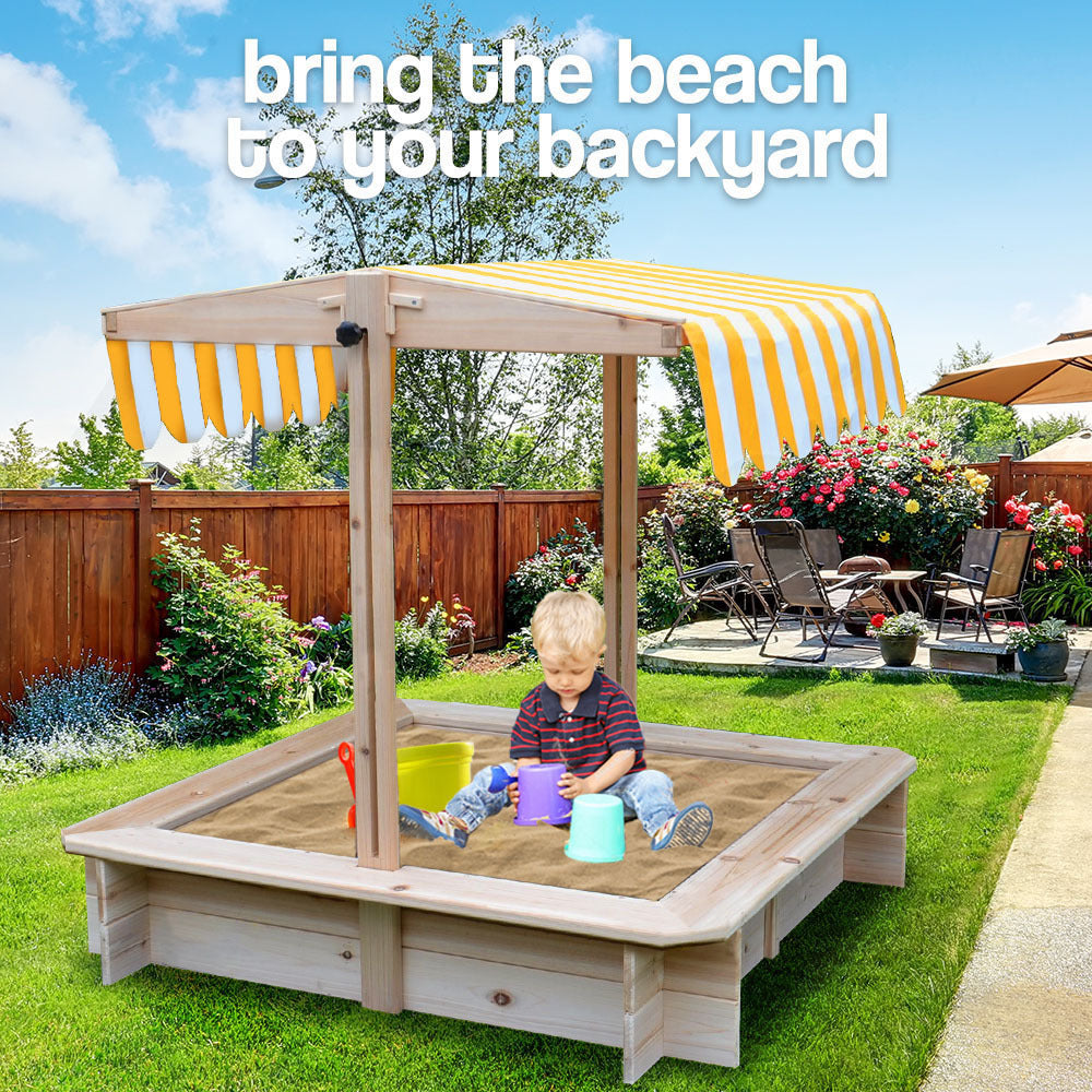 Wooden Sandpit with Canopy