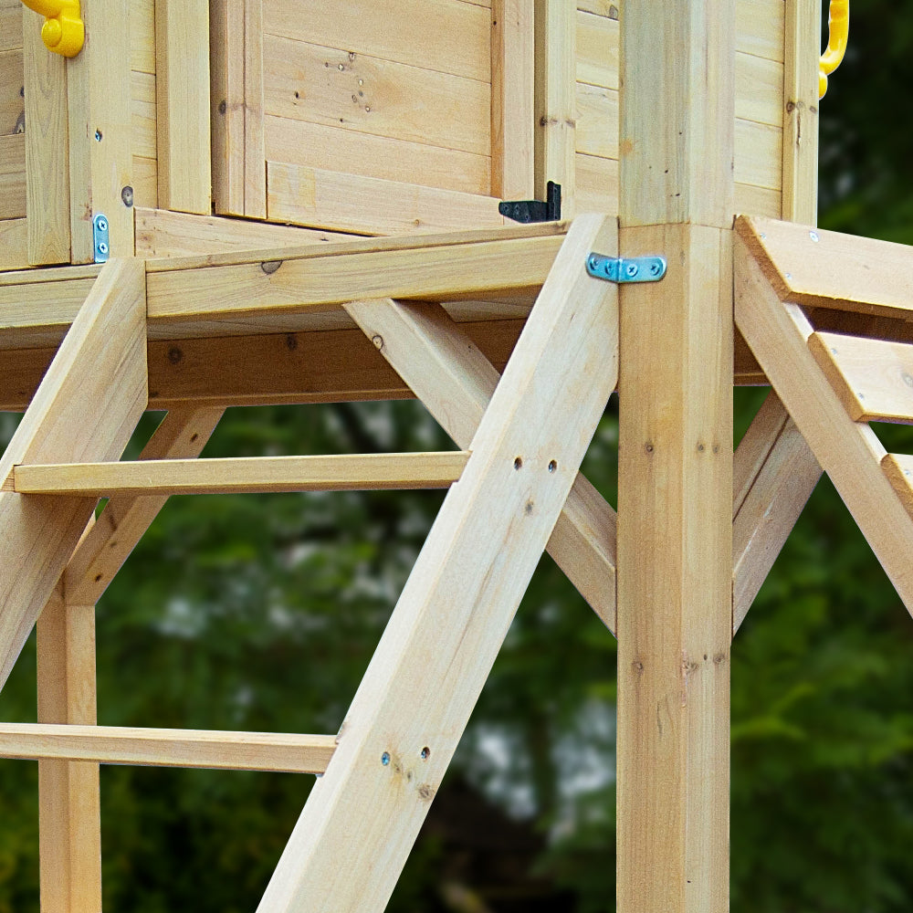 Wooden Tower Cubby House with Slide